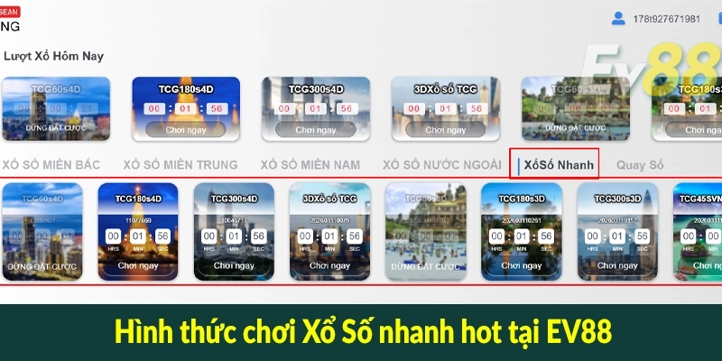 Hình thức chơi Xổ Số nhanh hot tại EV88
