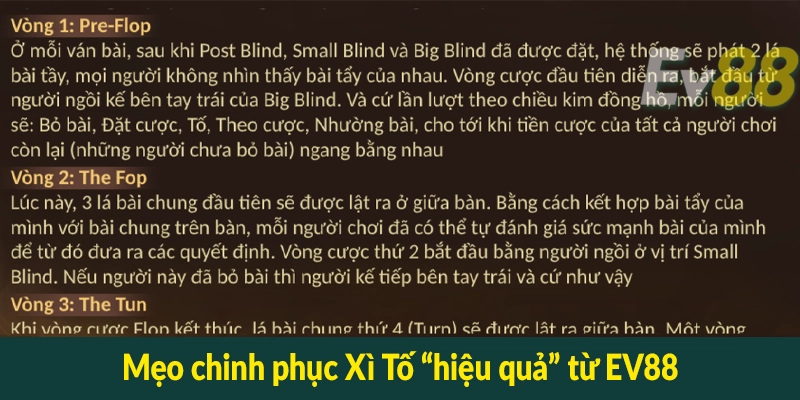 Mẹo chinh phục Xì Tố “hiệu quả” từ EV88