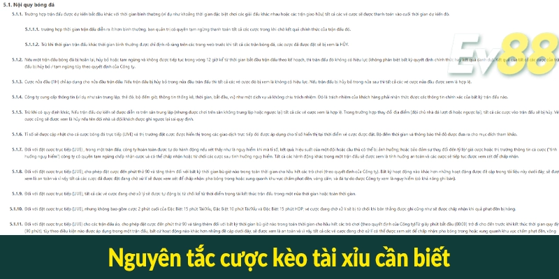 Nguyên tắc cược kèo tài xỉu cần biết