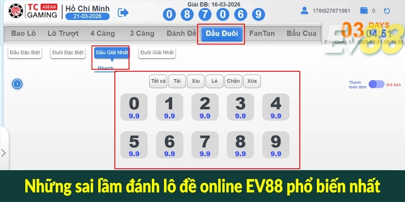 Những sai lầm đánh lô đề online EV88 phổ biến nhất
